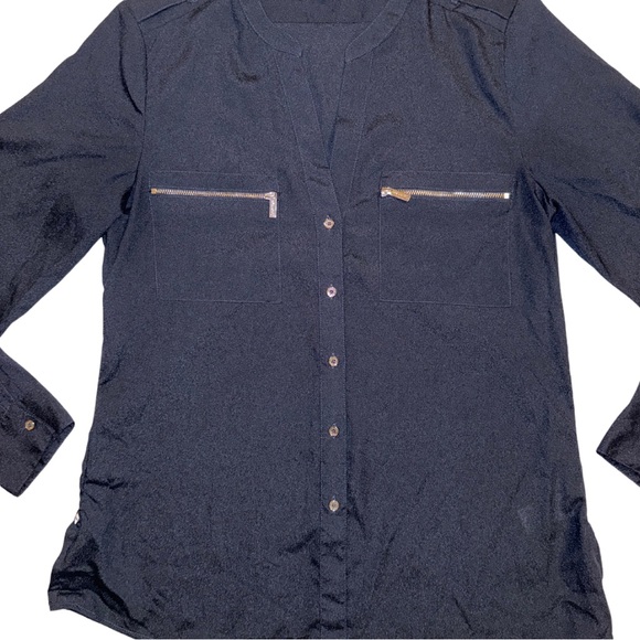 CALVIN KLEIN Modern Essentials Navy Blue Button Down Blouse Women’s Size Medium - Picture 5 of 5